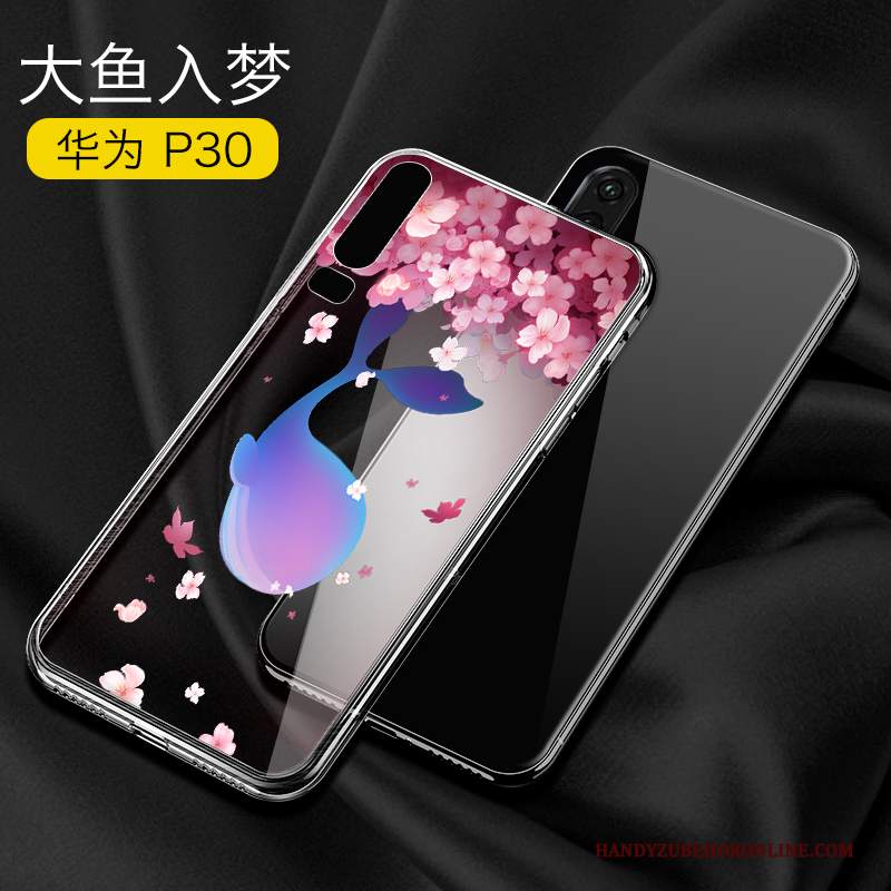 Custodia Huawei P30 Creativo Sottile Semplici, Cover Huawei P30 Di Personalità Vetro