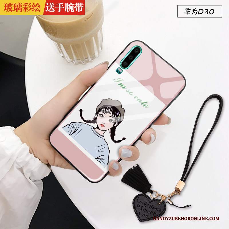 Custodia Huawei P30 Creativo Specchio Vetro, Cover Huawei P30 Protezione Leggere Marchio Di Tendenza