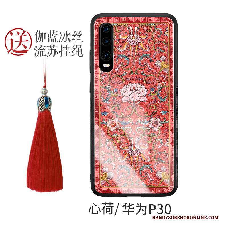 Custodia Huawei P30 Creativo Tendenza Stile Cinese, Cover Huawei P30 Silicone Verde Vetro