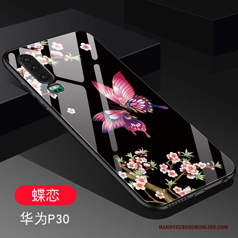 Custodia Huawei P30 Creativo Vetro Tutto Incluso, Cover Huawei P30 Silicone Amanti Anti-caduta