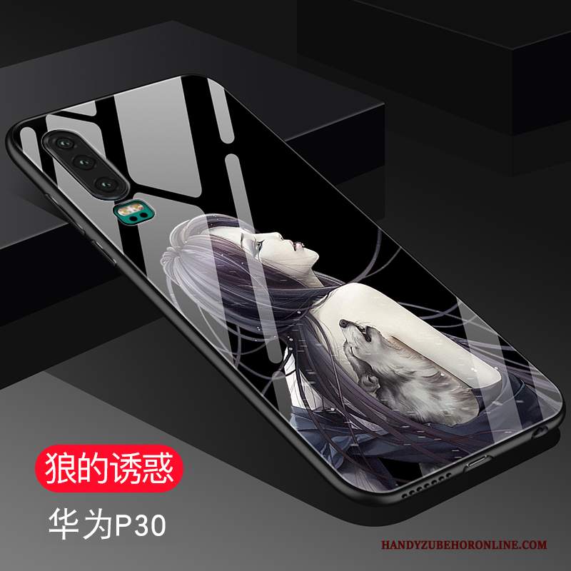 Custodia Huawei P30 Creativo Vetro Tutto Incluso, Cover Huawei P30 Silicone Amanti Anti-caduta