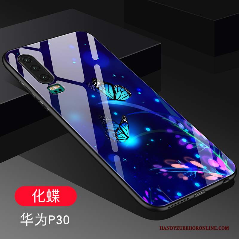 Custodia Huawei P30 Creativo Vetro Tutto Incluso, Cover Huawei P30 Silicone Amanti Anti-caduta