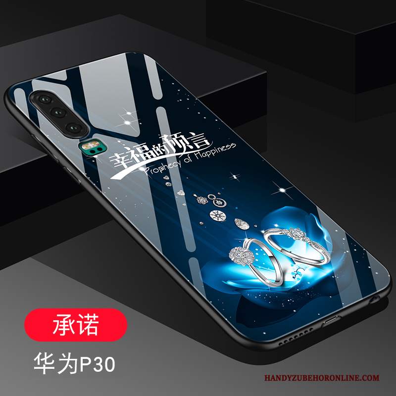 Custodia Huawei P30 Creativo Vetro Tutto Incluso, Cover Huawei P30 Silicone Amanti Anti-caduta