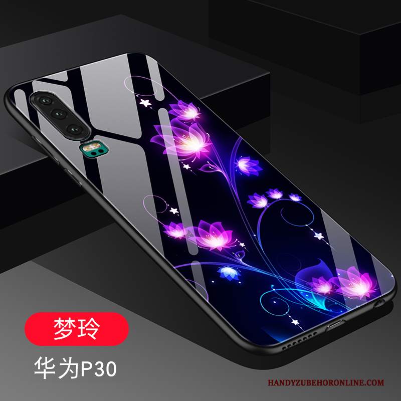 Custodia Huawei P30 Creativo Vetro Tutto Incluso, Cover Huawei P30 Silicone Amanti Anti-caduta