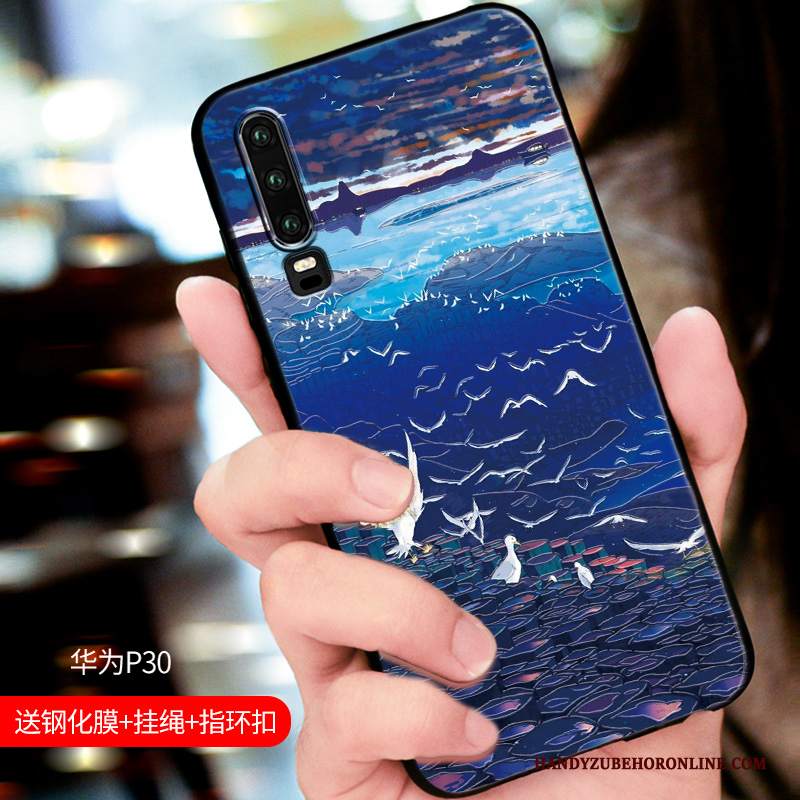 Custodia Huawei P30 Goffratura Telefono Morbido, Cover Huawei P30 Silicone Elegante Amanti