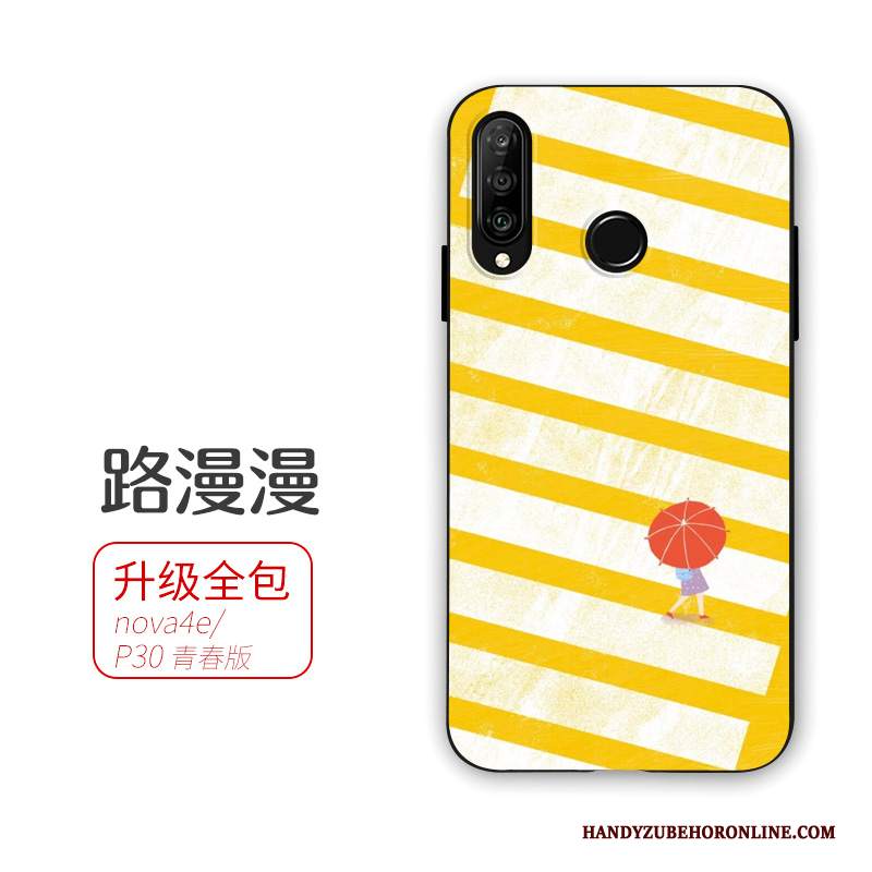 Custodia Huawei P30 Lite Creativo Telefono Ornamenti Appesi, Cover Huawei P30 Lite Silicone Giallo Amanti