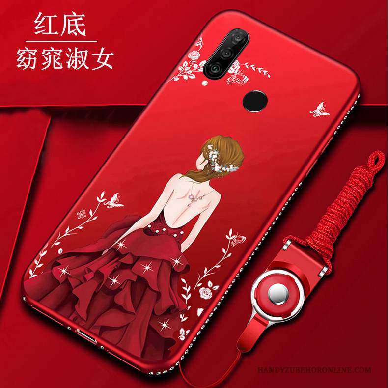 Custodia Huawei P30 Lite Moda Ornamenti Appesi Rosso, Cover Huawei P30 Lite Creativo Morbidotelefono