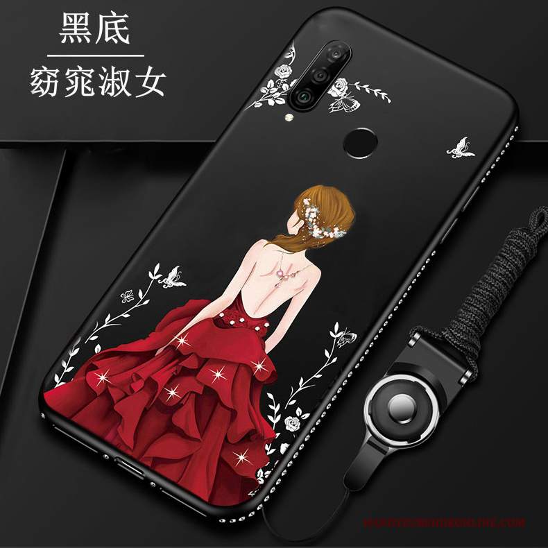 Custodia Huawei P30 Lite Moda Ornamenti Appesi Rosso, Cover Huawei P30 Lite Creativo Morbidotelefono