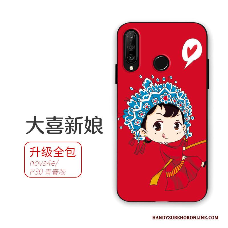 Custodia Huawei P30 Lite Morbido Rosso, Cover Huawei P30 Lite Telefono Matrimonio