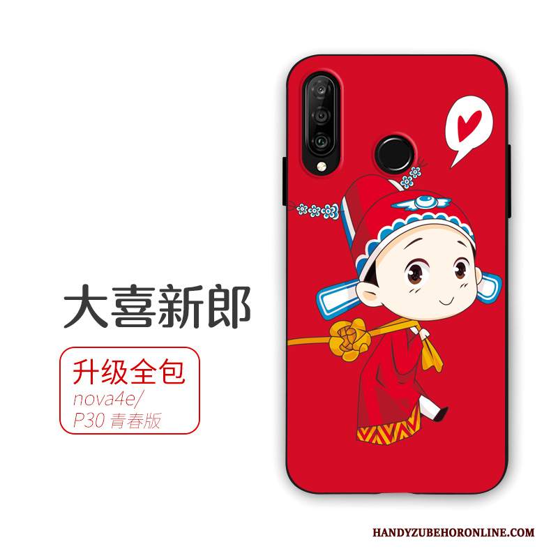 Custodia Huawei P30 Lite Morbido Rosso, Cover Huawei P30 Lite Telefono Matrimonio