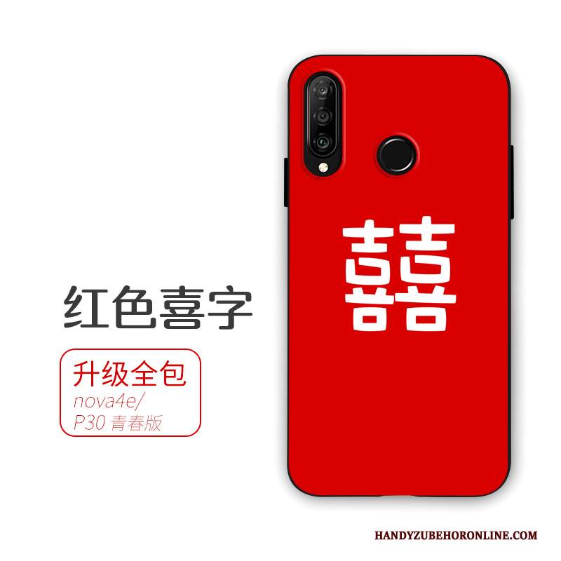 Custodia Huawei P30 Lite Morbido Rosso, Cover Huawei P30 Lite Telefono Matrimonio