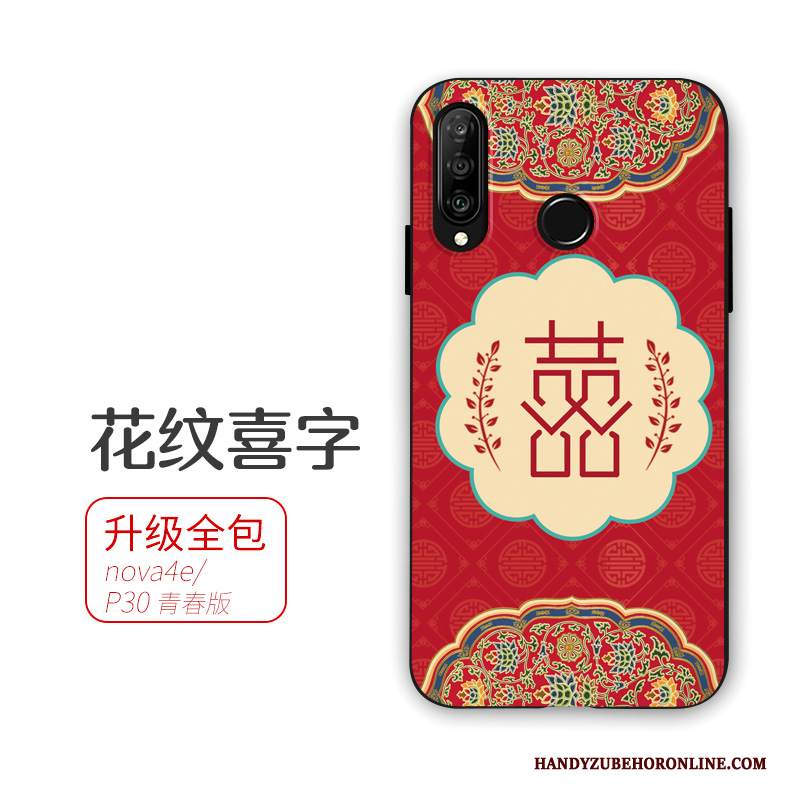 Custodia Huawei P30 Lite Morbido Rosso, Cover Huawei P30 Lite Telefono Matrimonio