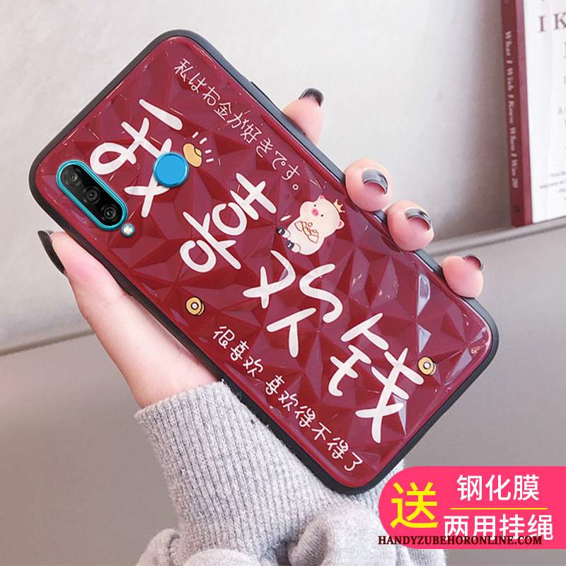 Custodia Huawei P30 Lite Pellicola Protettiva Rosso, Cover Huawei P30 Lite Telefono Tendenza