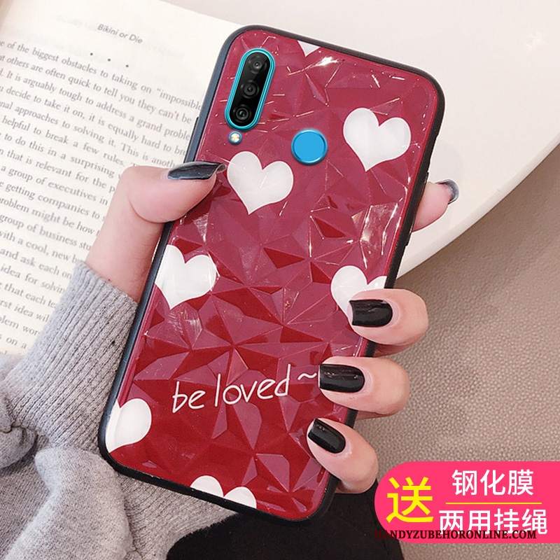 Custodia Huawei P30 Lite Pellicola Protettiva Rosso, Cover Huawei P30 Lite Telefono Tendenza