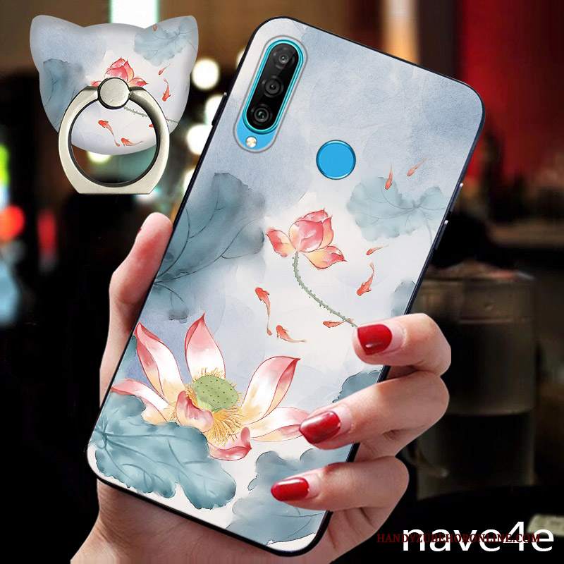 Custodia Huawei P30 Lite Silicone Fiori Anti-caduta, Cover Huawei P30 Lite Creativo Blutelefono