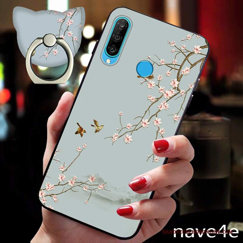 Custodia Huawei P30 Lite Silicone Fiori Anti-caduta, Cover Huawei P30 Lite Creativo Blutelefono