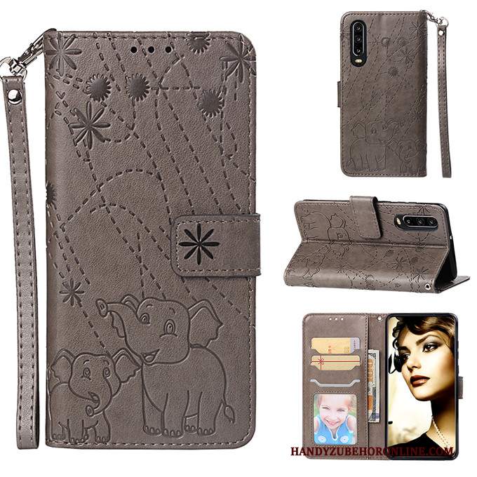 Custodia Huawei P30 Pelle Porpora Anti-caduta, Cover Huawei P30 Protezione Telefono