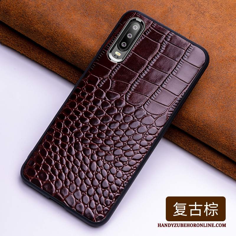 Custodia Huawei P30 Pelle Qualità Modello Coccodrillo, Cover Huawei P30 Creativo Di Personalità Tutto Incluso