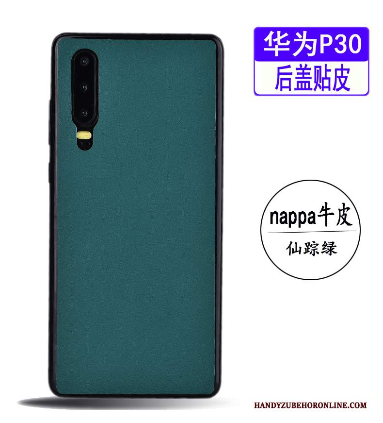 Custodia Huawei P30 Pelle Telefono Blu, Cover Huawei P30 Mucca Pellicola Protettiva