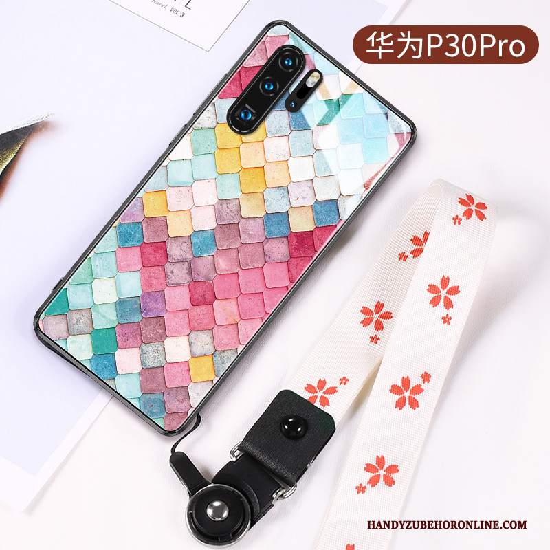 Custodia Huawei P30 Pro Cartone Animato Anti-caduta Net Red, Cover Huawei P30 Pro Creativo Semplici Rosa