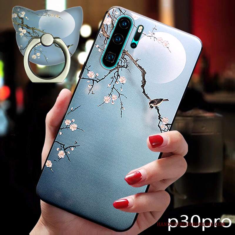 Custodia Huawei P30 Pro Creativo Marchio Di Tendenza Sottile, Cover Huawei P30 Pro Silicone Blu Gioventù