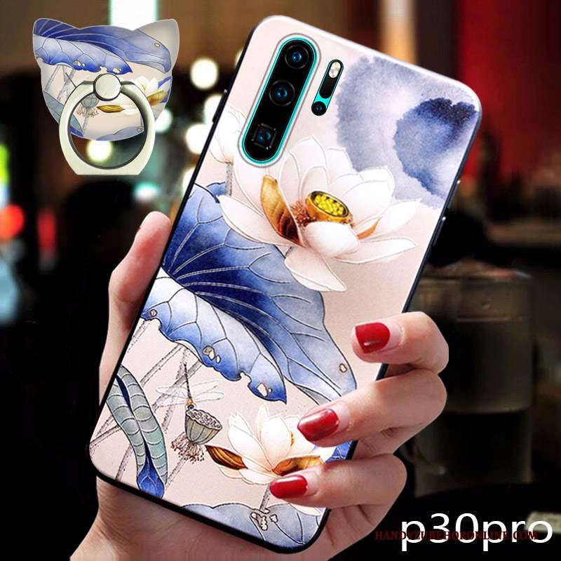 Custodia Huawei P30 Pro Creativo Marchio Di Tendenza Sottile, Cover Huawei P30 Pro Silicone Blu Gioventù