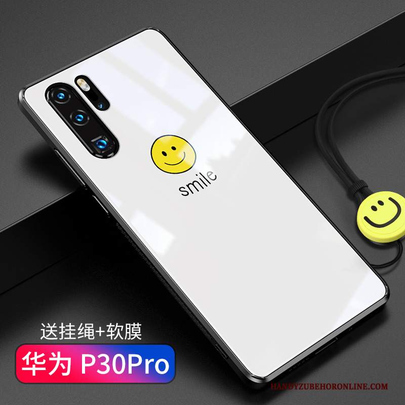 Custodia Huawei P30 Pro Creativo Vetro Anti-caduta, Cover Huawei P30 Pro Silicone Smiley Semplici