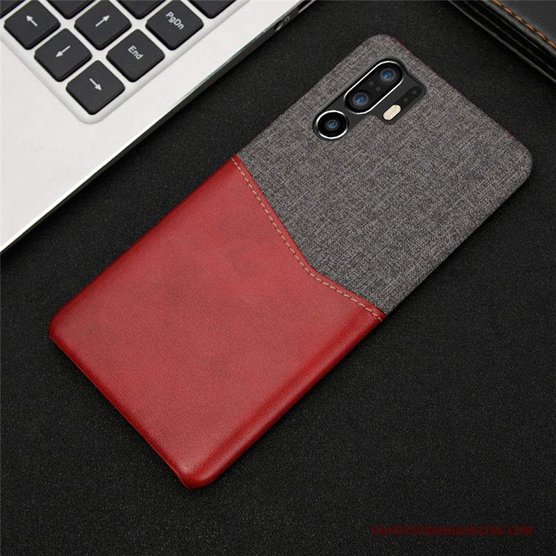 Custodia Huawei P30 Pro Pelle Vino Rosso High End, Cover Huawei P30 Pro Protezione Panno Carta