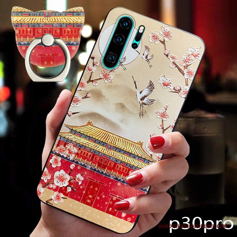 Custodia Huawei P30 Pro Vintage Nuovo Rosso, Cover Huawei P30 Pro Creativo Tendenza Palazzo