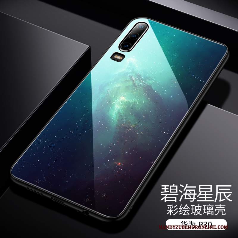 Custodia Huawei P30 Protezione Vetro Nuovo, Cover Huawei P30 Blu Sottile