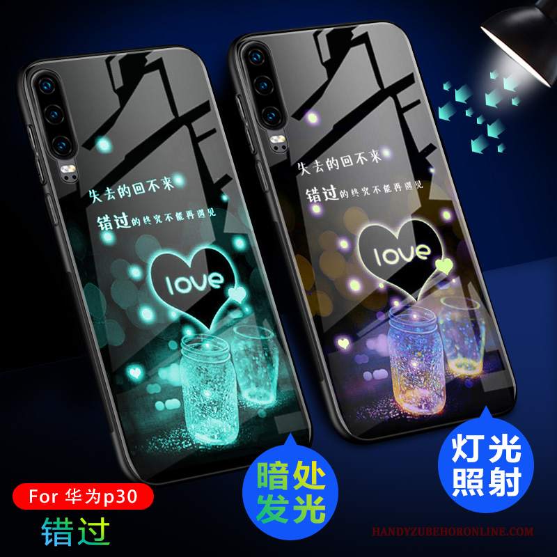 Custodia Huawei P30 Silicone Macchiati High End, Cover Huawei P30 Creativo Vetro Luminoso