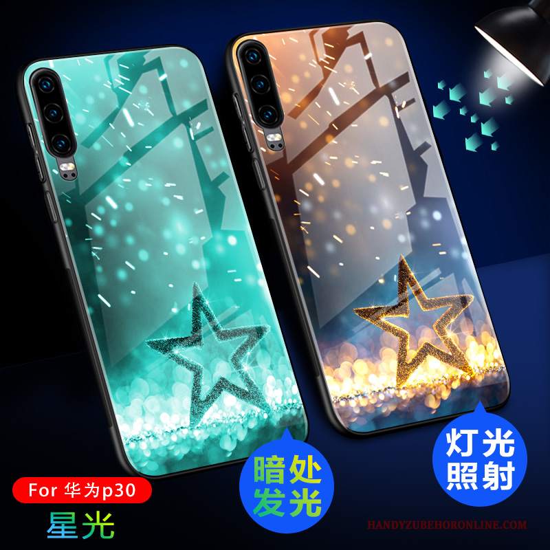 Custodia Huawei P30 Silicone Macchiati High End, Cover Huawei P30 Creativo Vetro Luminoso