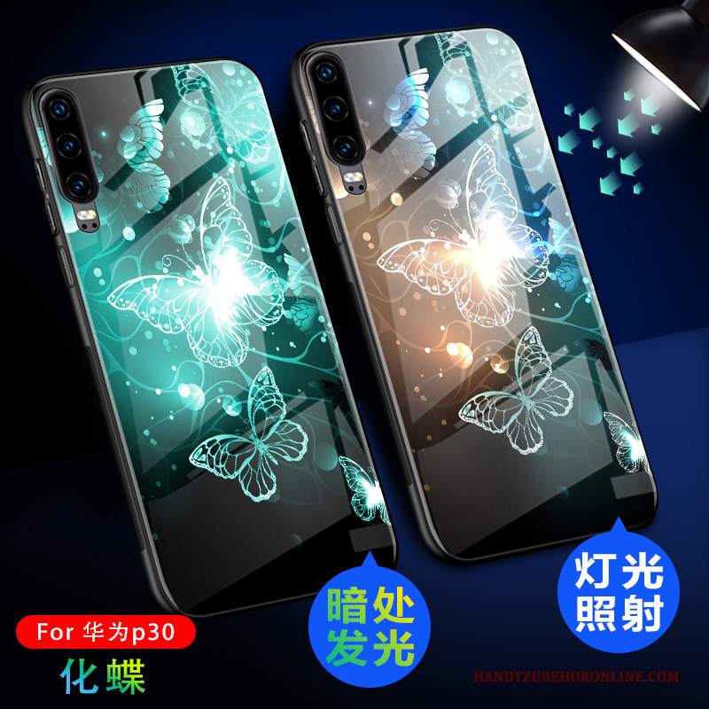 Custodia Huawei P30 Silicone Macchiati High End, Cover Huawei P30 Creativo Vetro Luminoso