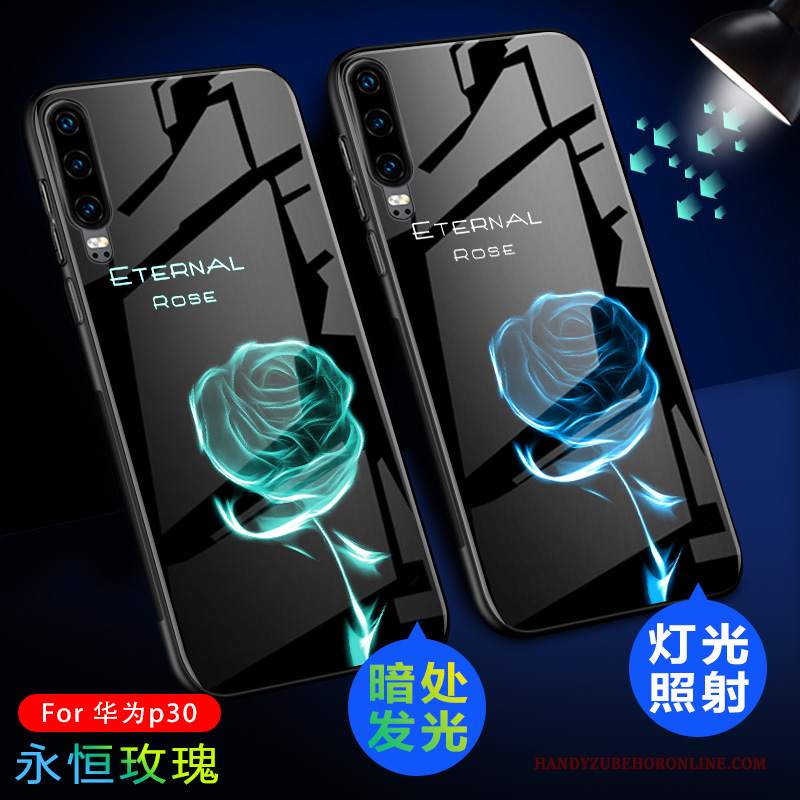 Custodia Huawei P30 Silicone Macchiati High End, Cover Huawei P30 Creativo Vetro Luminoso