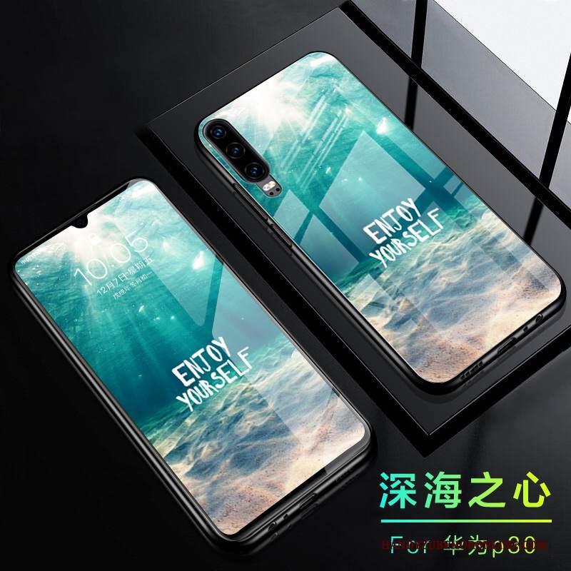 Custodia Huawei P30 Silicone Macchiati High End, Cover Huawei P30 Creativo Vetro Luminoso