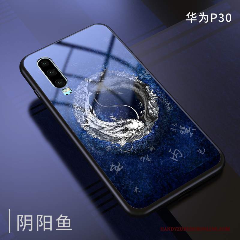 Custodia Huawei P30 Silicone Sottili Stile Cinese, Cover Huawei P30 Creativo Telefono Specchio