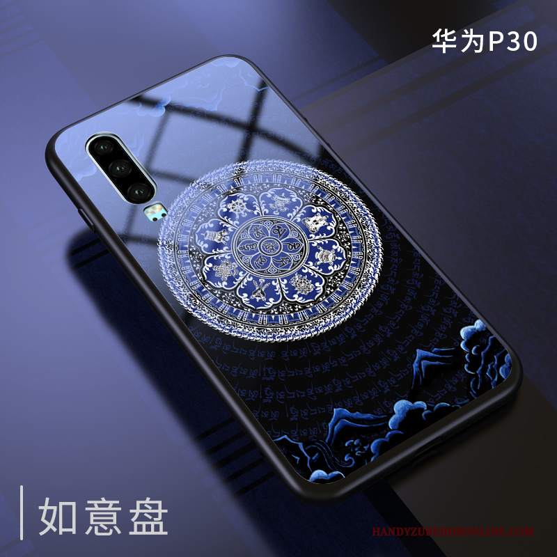 Custodia Huawei P30 Silicone Sottili Stile Cinese, Cover Huawei P30 Creativo Telefono Specchio