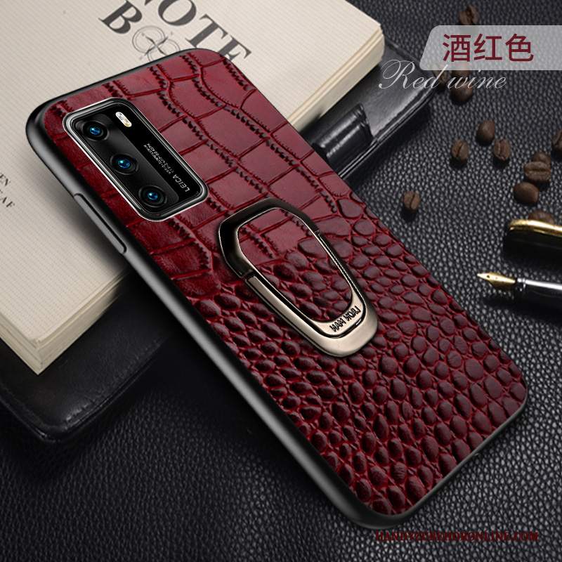 Custodia Huawei P40 Creativo Supporto Rosso, Cover Huawei P40 Pelle Di Personalità Anti-caduta