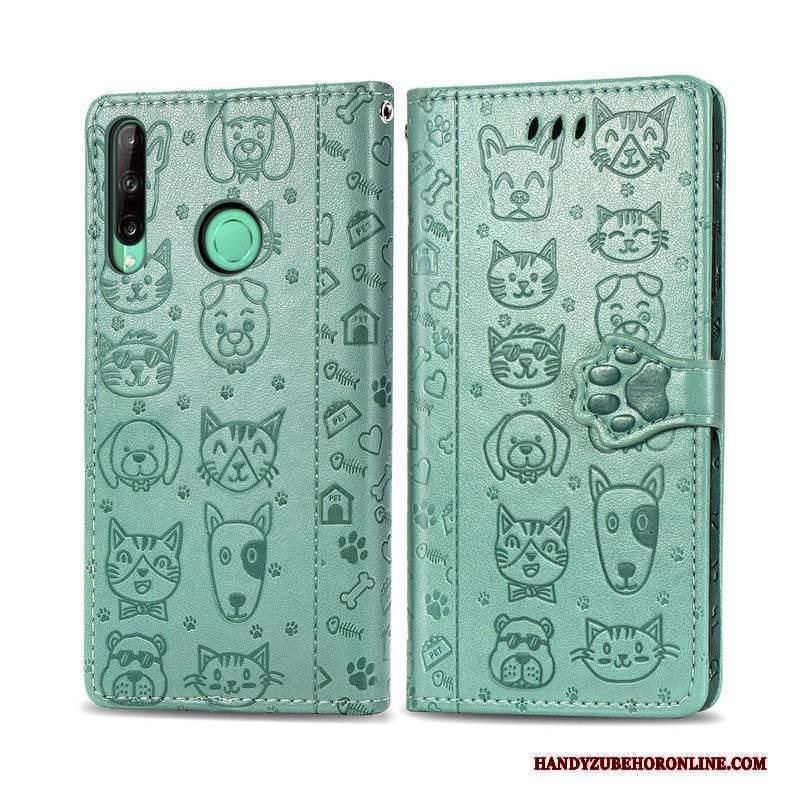 Custodia Huawei P40 Lite E Goffratura Rosa Cane, Cover Huawei P40 Lite E Folio Telefono Gattino