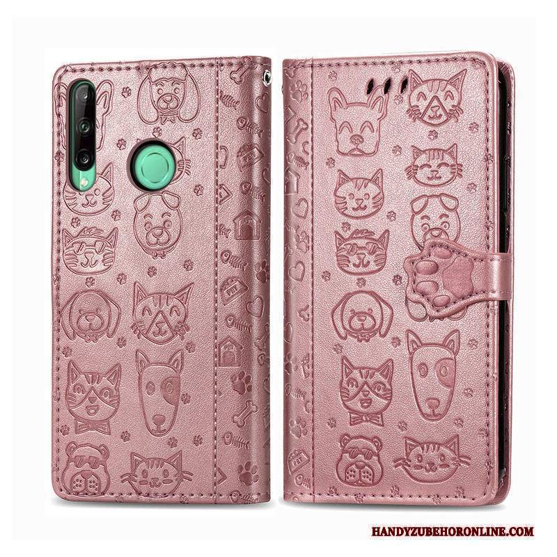 Custodia Huawei P40 Lite E Goffratura Rosa Cane, Cover Huawei P40 Lite E Folio Telefono Gattino