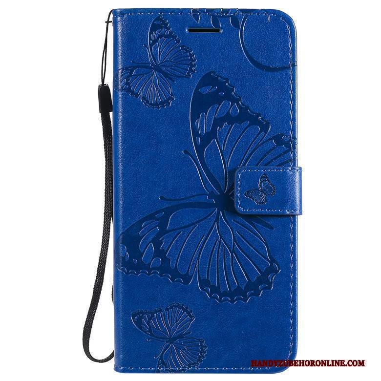 Custodia Huawei P40 Lite E Pelle Tutto Incluso Farfalla Fiori, Cover Huawei P40 Lite E Protezione Telefono Blu