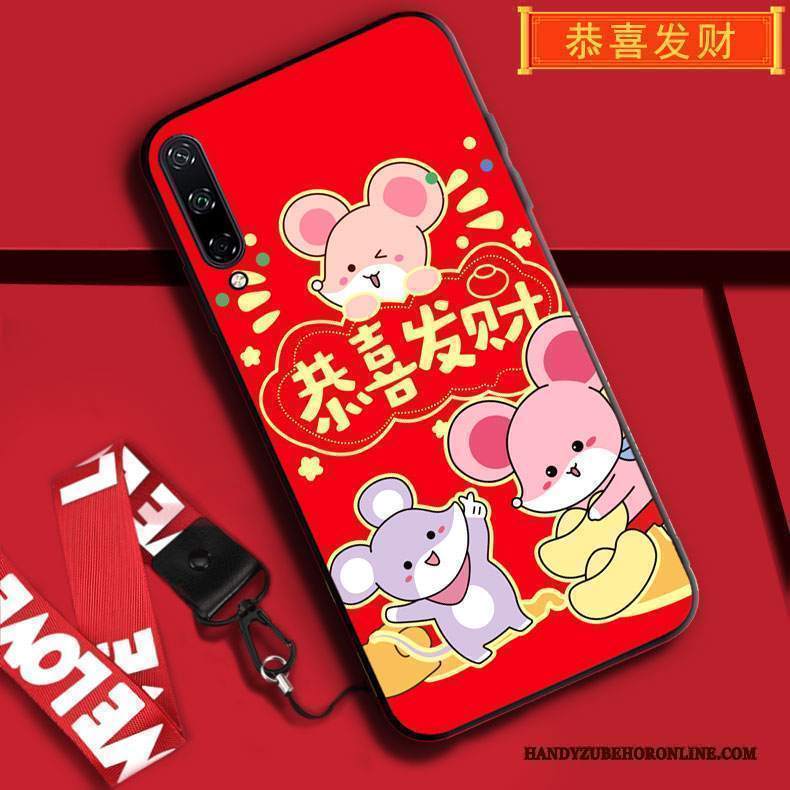 Custodia Huawei P40 Lite E Protezione Ornamenti Appesi Rosso, Cover Huawei P40 Lite E Cartone Animato Nuovo Tutto Incluso