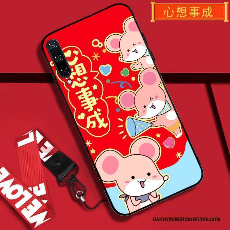 Custodia Huawei P40 Lite E Protezione Ornamenti Appesi Rosso, Cover Huawei P40 Lite E Cartone Animato Nuovo Tutto Incluso