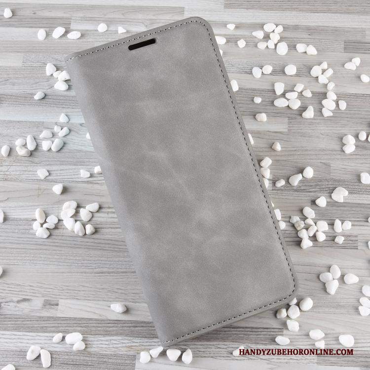 Custodia Huawei P40 Lite Pelle Grigio Supporto, Cover Huawei P40 Lite Folio Telefono Affari