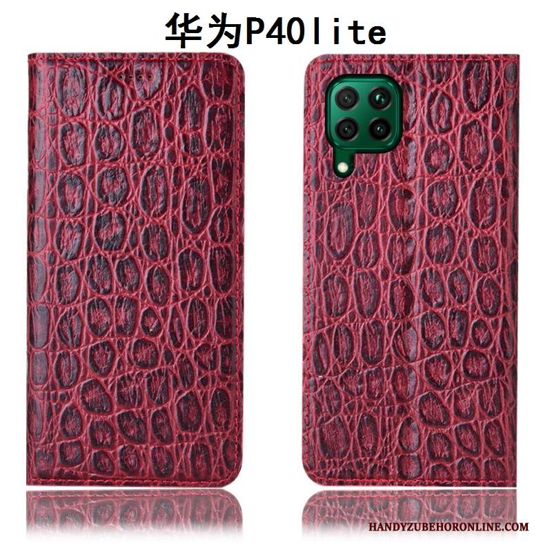 Custodia Huawei P40 Lite Pelle Rossotelefono, Cover Huawei P40 Lite Protezione Anti-caduta Tutto Incluso