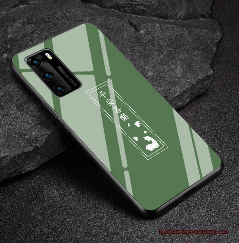 Custodia Huawei P40 Moda Net Red Tendenza, Cover Huawei P40 Protezione Verde Arte