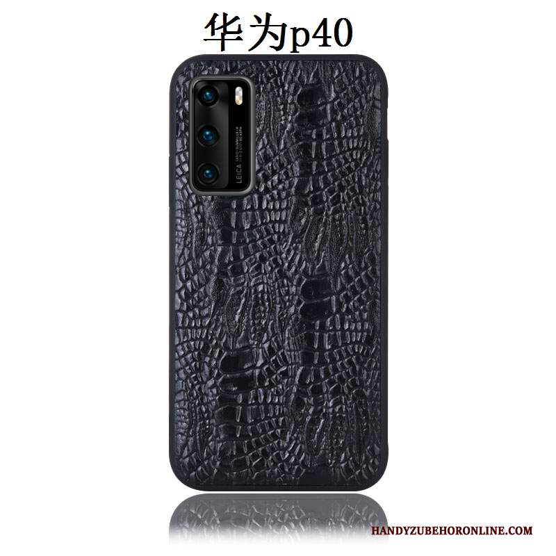 Custodia Huawei P40 Pelle Coperchio Posteriore Modello Coccodrillo, Cover Huawei P40 Protezione Telefono Tutto Incluso