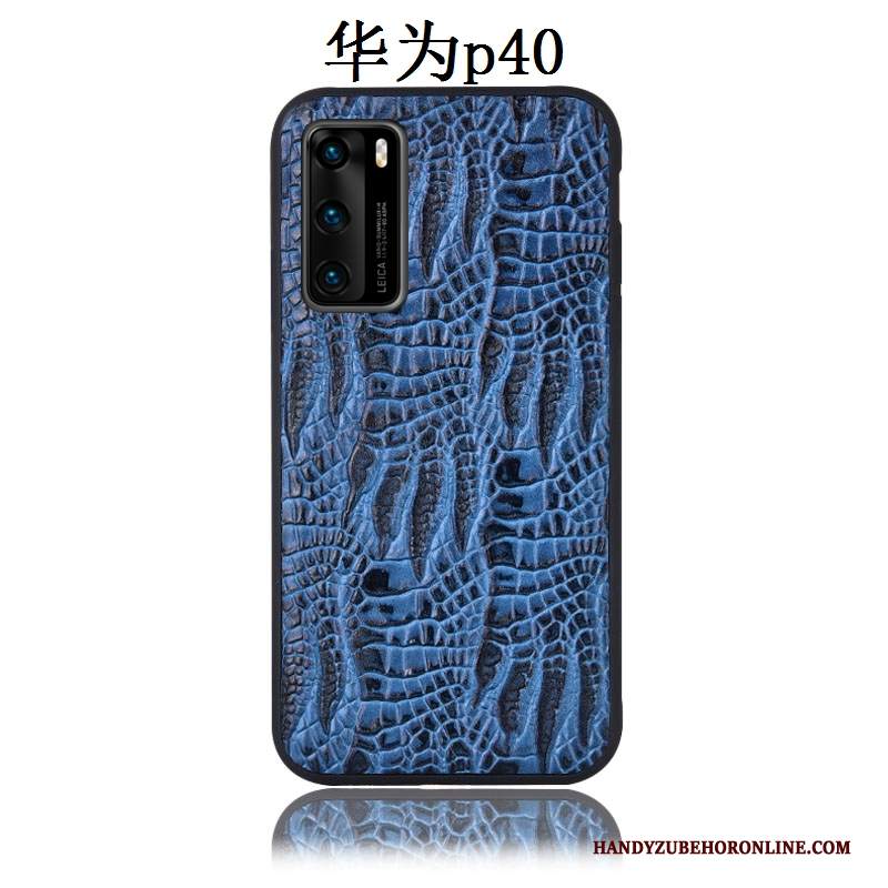 Custodia Huawei P40 Pelle Coperchio Posteriore Modello Coccodrillo, Cover Huawei P40 Protezione Telefono Tutto Incluso