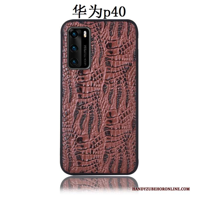 Custodia Huawei P40 Pelle Coperchio Posteriore Modello Coccodrillo, Cover Huawei P40 Protezione Telefono Tutto Incluso