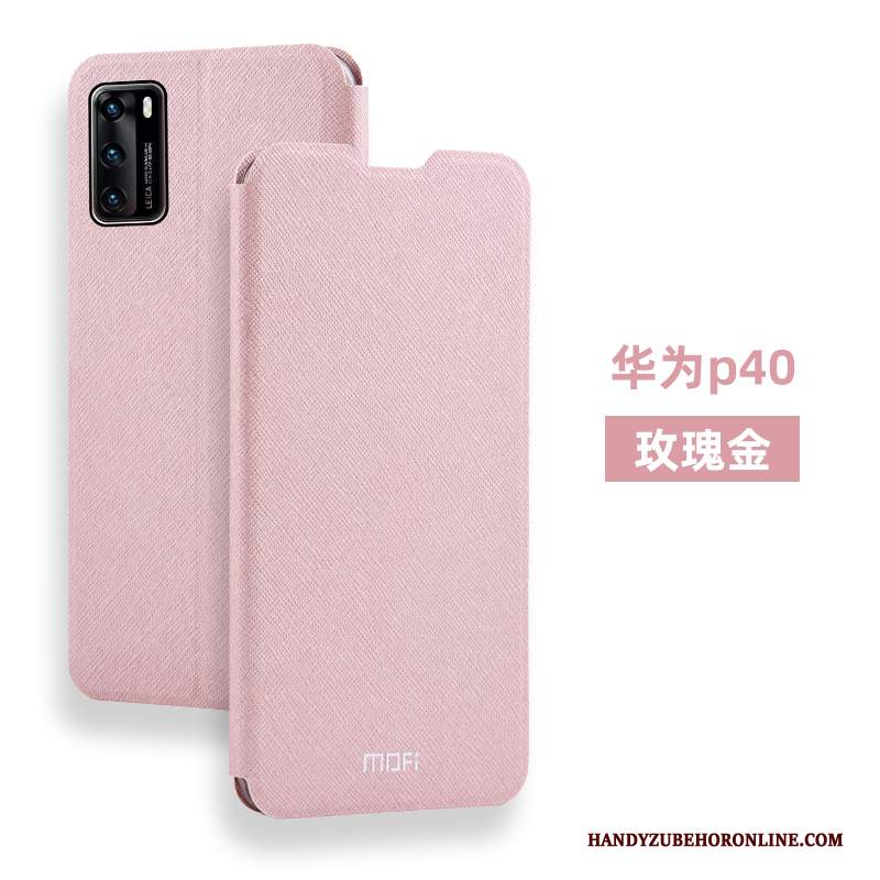 Custodia Huawei P40 Pelle Tutto Incluso Macchiati, Cover Huawei P40 Folio Anti-caduta Morbido